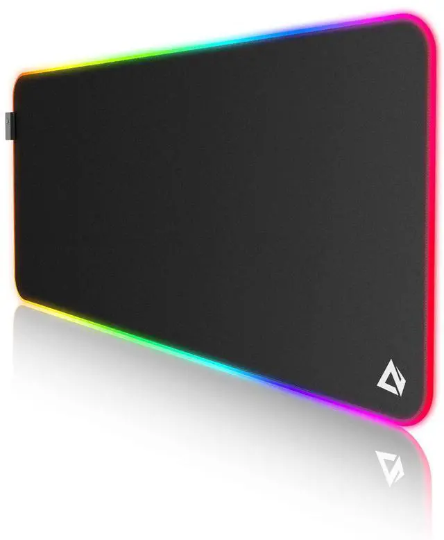 Main image of EASEMO Gaming Mouse Pad, RGB Mouse Mat XXL Large (35.4 x 15.75 in) with 7 LED Colors 11 Lighting Modes Waterproof Fabric Surface Non-Slip Rubber Base for PC Laptop Keyboard