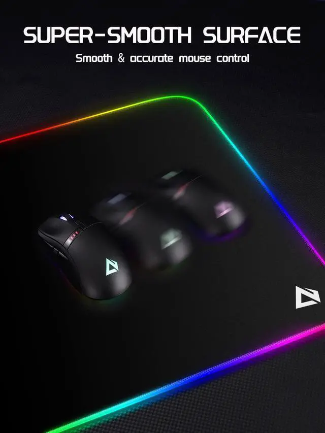 Alt view image 3 of 5 - EASEMO Gaming Mouse Pad, RGB Mouse Mat XXL Large (35.4 x 15.75 in) with 7 LED Colors 11 Lighting Modes Waterproof Fabric Surface Non-Slip Rubber Base for PC Laptop Keyboard