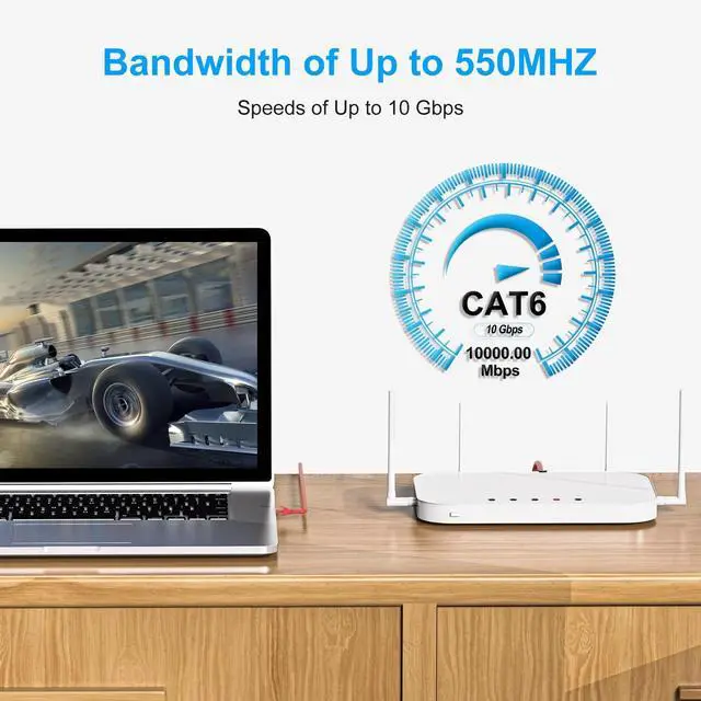 Alt view image 5 of 5 - Cat6 Patch Cables 20 Feet (6 Pack), Cat 6 Ethernet Cable, 24AWG CCA, UTP Network Cord, Internet Cable, Compatible for PC, Laptop, Router, Switch, Server, Printer, RJ45 LAN with 25 Cable Ties - 20FT