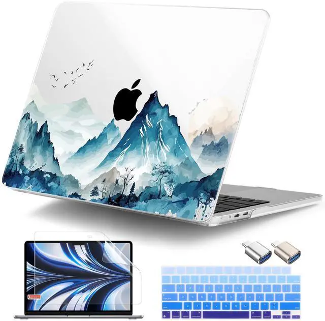 Main image of DONGKE for MacBook Air 13.6 Inch Case 2025 2024-2022 A3240 A3113 A2681 M4 M3 M2 Chip Touch ID, Plastic Hard Shell & Keyboard Cover & Type C Adapter for MacBook Air 13 inch M4, Mountain