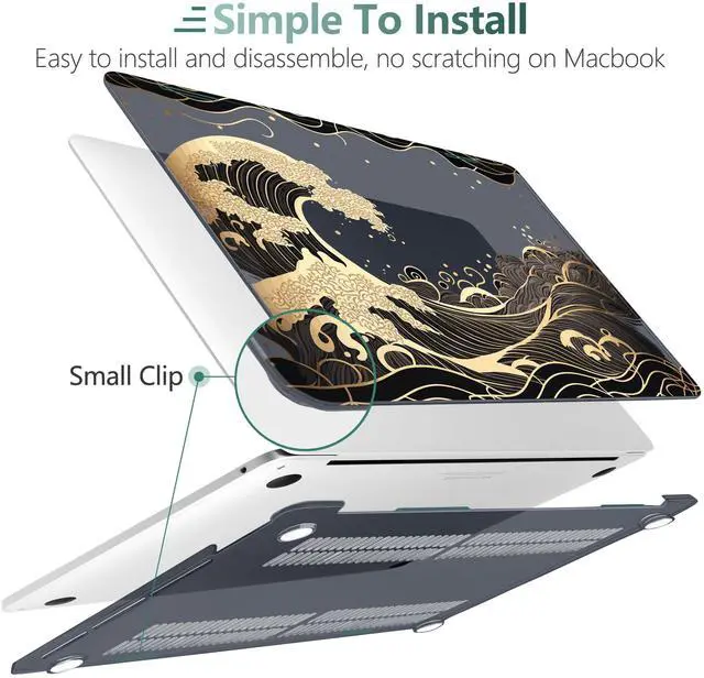 Alt view image 3 of 5 - DONGKE for MacBook Pro 13 Inch Case 2023-2016 Release A2338 M2 M1 A2251 A2289 A2159 A1989 A1706 Touch Bar & Touch ID, Hard Shell with USB C to USB Adapter & Keyboard Cover, Golden Wave