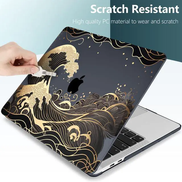 Alt view image 5 of 5 - DONGKE for MacBook Pro 13 Inch Case 2023-2016 Release A2338 M2 M1 A2251 A2289 A2159 A1989 A1706 Touch Bar & Touch ID, Hard Shell with USB C to USB Adapter & Keyboard Cover, Golden Wave