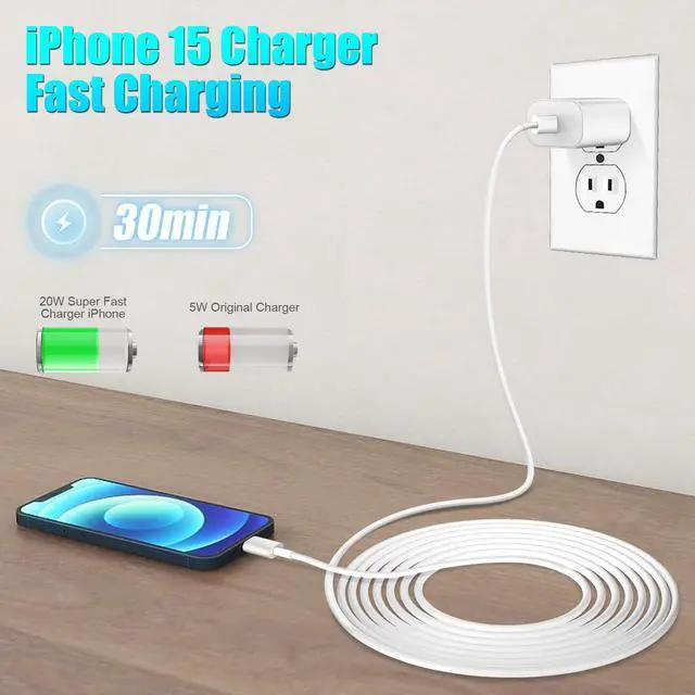 Alt view image 4 of 5 - Fast Charging for iPhone 16 15 Charger,2Pack 20W Apple USB C Charger Block with 6FT USB C to C Charging Cable for iPhone 16 Pro max/16 Pro/15 Pro/15Plus/iPad Pro 12.9 11/iPad Air 5 4/iPad Mini 6
