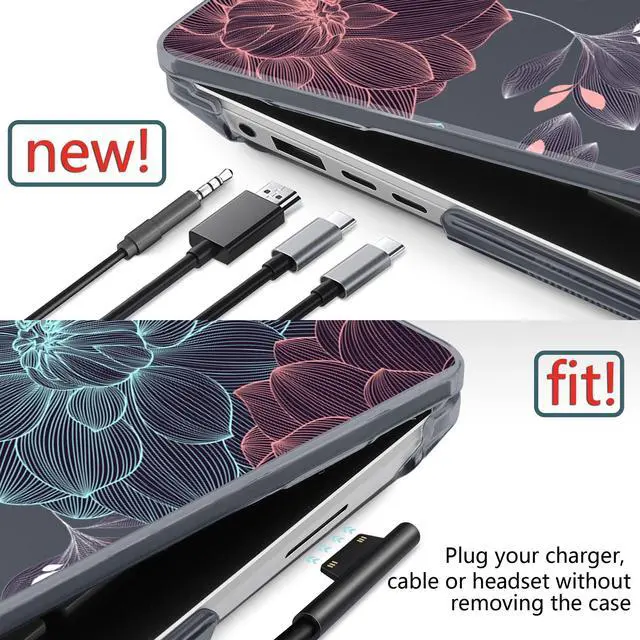 Alt view image 3 of 5 - DONGKE Case for Microsoft Surface Laptop (2024), Windows 11 Copilot+ PC, 13.8 Inch Touchscreen Display, Protective Plastic Hard Shell Case with Keyboard Cover & Screen Protector - Dahlia Flower