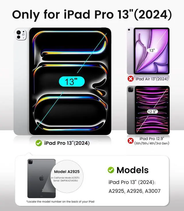 Alt view image 2 of 5 - EZ-GLAZ-2 Pack for iPad Pro 13-in.(M4) Screen Protector, 9H+ Hardness 12FT Military Grade Shatterproof Long Durable Tempered Glass Film with Flawless Fit Box,Scratch Resistant