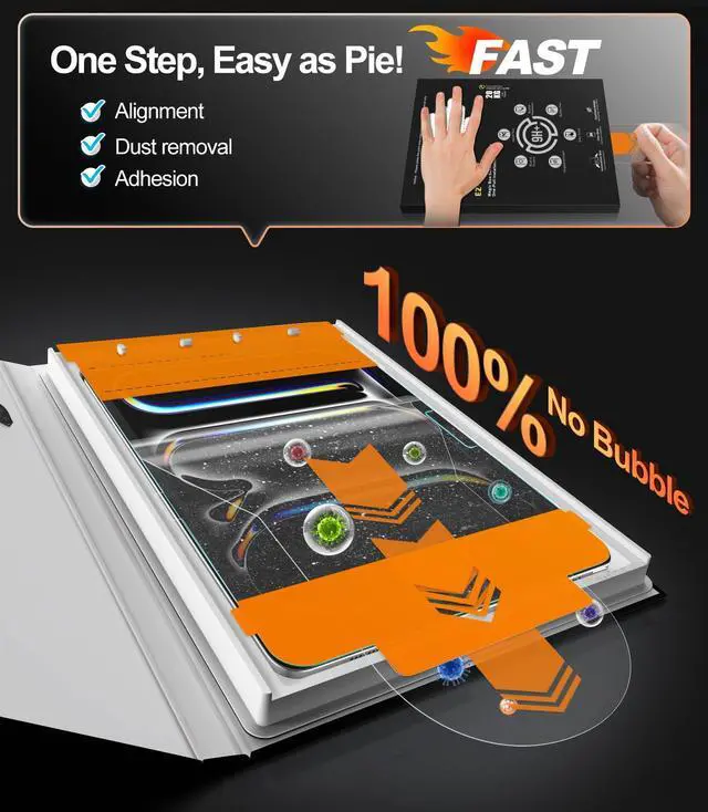 Alt view image 3 of 5 - EZ-GLAZ-2 Pack for iPad Pro 13-in.(M4) Screen Protector, 9H+ Hardness 12FT Military Grade Shatterproof Long Durable Tempered Glass Film with Flawless Fit Box,Scratch Resistant
