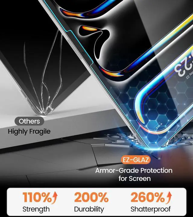 Alt view image 5 of 5 - EZ-GLAZ-2 Pack for iPad Pro 13-in.(M4) Screen Protector, 9H+ Hardness 12FT Military Grade Shatterproof Long Durable Tempered Glass Film with Flawless Fit Box,Scratch Resistant