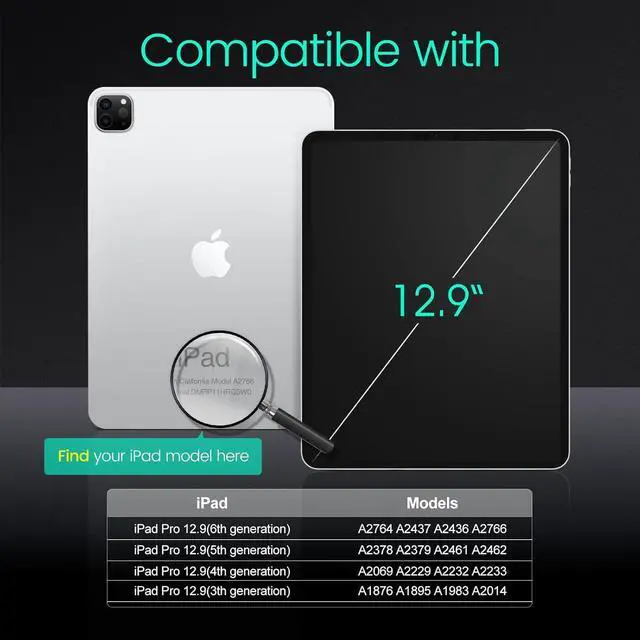 Alt view image 2 of 5 - EZ-GLAZ-2 Pack for iPad Pro 12.9", 6th 5th 4th 3rd Generation (2022/2021/2020/2018) Screen Protector, 9H+ Hardness 12FT Military Grade Shatterproof Long Durable Tempered Glass Film with Flawless Fit B