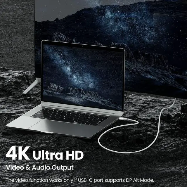 Alt view image 4 of 5 - Fasgear USB-C 3.2 Gen 2x2 Cable - 10ft, 20Gbps/100W Fast Charge, 4K 60Hz Video, Right Angle, Compatible with MacBook Pro, iPad, Galaxy S22, USB-C Monitors (Grey)