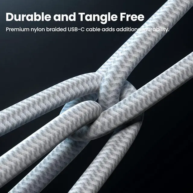 Alt view image 5 of 5 - Fasgear USB-C 3.2 Gen 2x2 Cable - 10ft, 20Gbps/100W Fast Charge, 4K 60Hz Video, Right Angle, Compatible with MacBook Pro, iPad, Galaxy S22, USB-C Monitors (Grey)