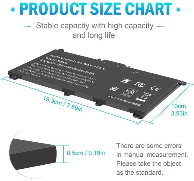 Alt view image 3 of 5 - TF03XL 920070-855 Battery for HP Pavilion x360 14m-cd0001dx 14m-cd0003dx 15-cc0xx 15-cc023cl 15-cc123cl 15-cc050wm 15-cc563st 17-ar050wm 15-cc 15-cd 14-bf 14-bf050wm Series tpn-q190 920046-421