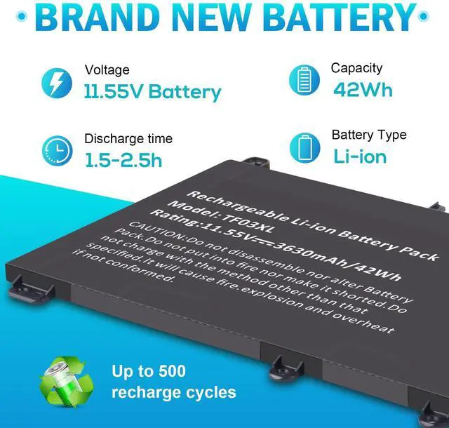 Alt view image 2 of 5 - TF03XL 920070-855 Battery for HP Pavilion x360 14m-cd0001dx 14m-cd0003dx 15-cc0xx 15-cc023cl 15-cc123cl 15-cc050wm 15-cc563st 17-ar050wm 15-cc 15-cd 14-bf 14-bf050wm Series tpn-q190 920046-421
