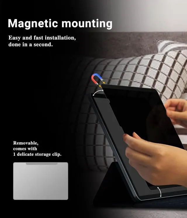 Alt view image 2 of 5 - FILMEXT Magnetic Ipad Privacy Screen Protector for 10.2 2021 Ipad 9th Gen/2020 Ipad 8th Gen/ 2019 Ipad 7th Gen, Anti-Glare Anti Spy Screen Film Guard Compatible with Ipad10.2 Inch[Landscape Privacy]