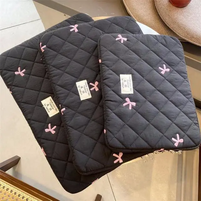 Alt view image 3 of 5 - Cute Bow Tie Puffy Laptop Sleeve Coquette Carrying Laptop Bag Cover Y2K Preppy Tablet Liner Pouch Cottagecore Stuffs (13 inch,Black)