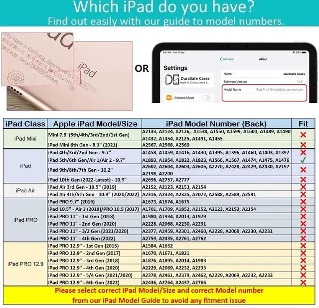Alt view image 2 of 5 - DuraSafe Cases for iPad 5th / 6th Gen & Air 1st / 2nd Gen - 9.7" A1893 A1822 A1566 MRJN2LL/A MR7G2LL/A MP2F2LL/A MP2G2LL/A Printed Cover, Air Cushion Corner for Extra Shock Protection - Color Grid