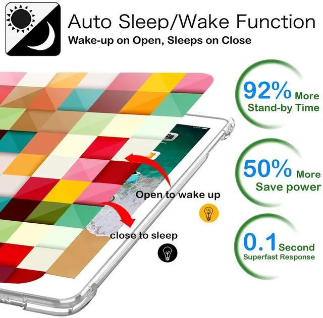 Alt view image 3 of 5 - DuraSafe Cases for iPad 5th / 6th Gen & Air 1st / 2nd Gen - 9.7" A1893 A1822 A1566 MRJN2LL/A MR7G2LL/A MP2F2LL/A MP2G2LL/A Printed Cover, Air Cushion Corner for Extra Shock Protection - Color Grid