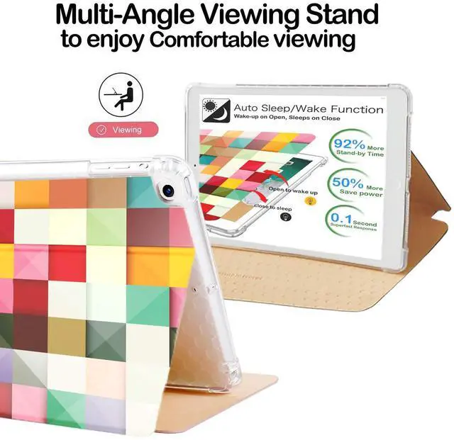 Alt view image 4 of 5 - DuraSafe Cases for iPad 5th / 6th Gen & Air 1st / 2nd Gen - 9.7" A1893 A1822 A1566 MRJN2LL/A MR7G2LL/A MP2F2LL/A MP2G2LL/A Printed Cover, Air Cushion Corner for Extra Shock Protection - Color Grid