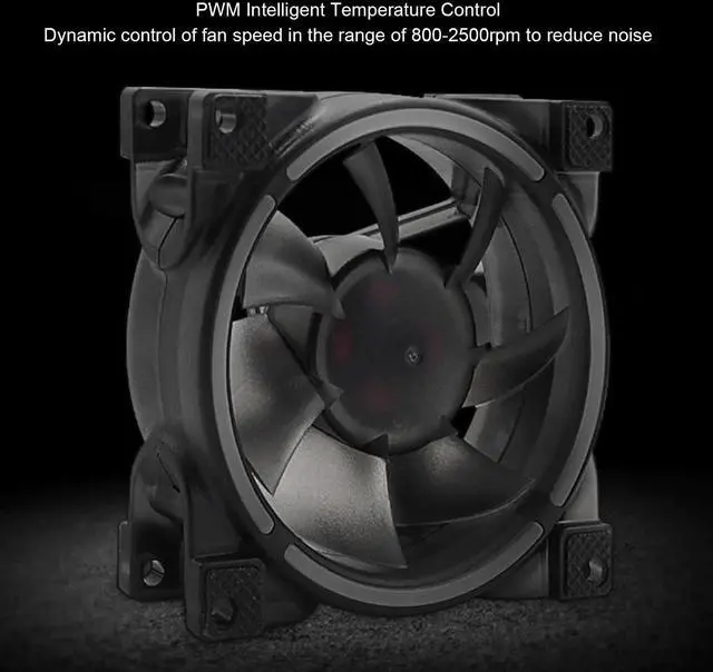 Alt view image 4 of 5 - 80mm Fan, PWM 5V ARGB Case Fan, RGB Fans, 7 Blades MFDB Hydraulic Bearing PWM Intelligent Temperature Control 800-2500RPM PC Case Fan