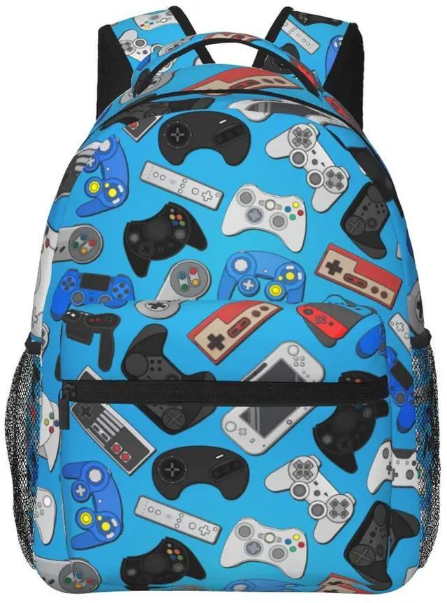Main image of Fiokroo Video Game Controller Background Backpack School Bag For Students Teens Men Women Gaming Theme Laptop Backpacks Travel Daypack Bag With Multiple Pockets