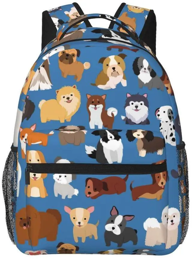 Main image of Fiokroo Cute Puppy Dogs Animal Backpack School Bag For Students Teens Men Women Laptop Backpacks Travel Daypack Bag With Multiple Pockets