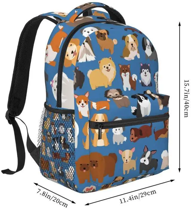 Alt view image 2 of 5 - Fiokroo Cute Puppy Dogs Animal Backpack School Bag For Students Teens Men Women Laptop Backpacks Travel Daypack Bag With Multiple Pockets
