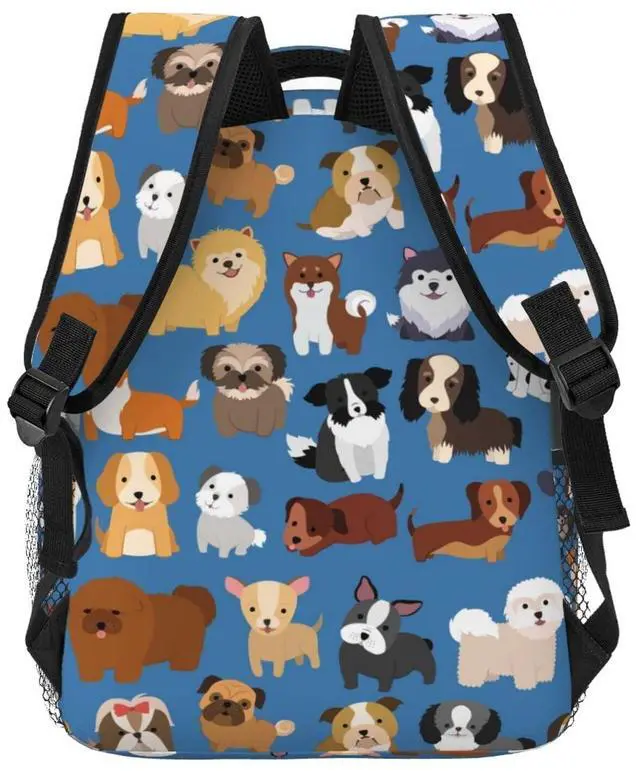 Alt view image 4 of 5 - Fiokroo Cute Puppy Dogs Animal Backpack School Bag For Students Teens Men Women Laptop Backpacks Travel Daypack Bag With Multiple Pockets