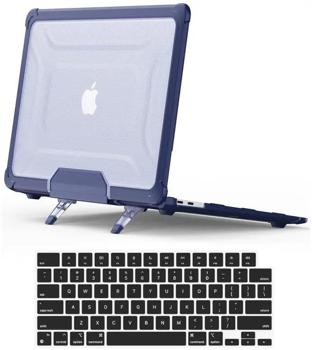 Main image of DTangLsm for M4 MacBook Air 15 inch Case 2025 2024 2023 M4 M3 M2 A3241 A3114 A2941, Heavy Duty Rugged Hard Shell Case Shockproof Laptop Cover with TPU Bumper Foldable Kickstand & Keyboard Cover, Blue