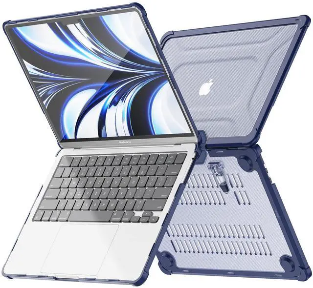 Alt view image 5 of 5 - DTangLsm for M4 MacBook Air 15 inch Case 2025 2024 2023 M4 M3 M2 A3241 A3114 A2941, Heavy Duty Rugged Hard Shell Case Shockproof Laptop Cover with TPU Bumper Foldable Kickstand & Keyboard Cover, Blue