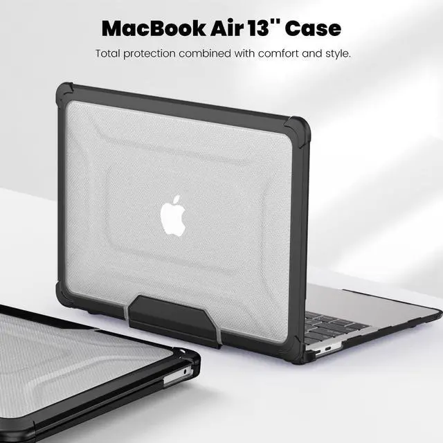 Alt view image 5 of 5 - DTangLsm for MacBook Air 13 inch Case 2021 2020-2018 M1 A2337 A2179 A1932 Touch ID, Heavy Duty Rugged Shockproof Protective Hard Shell Case with TPU Bumper Fold Kickstand & Keyboard Cover, Black
