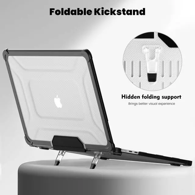 Alt view image 4 of 5 - DTangLsm for M4 MacBook Air 15 inch Case 2025 2024 2023 M4 M3 M2 A3241 A3114 A2941, Heavy Duty Rugged Hard Shell Case Shockproof Laptop Cover with TPU Bumper Foldable Kickstand & Keyboard Cover,Black