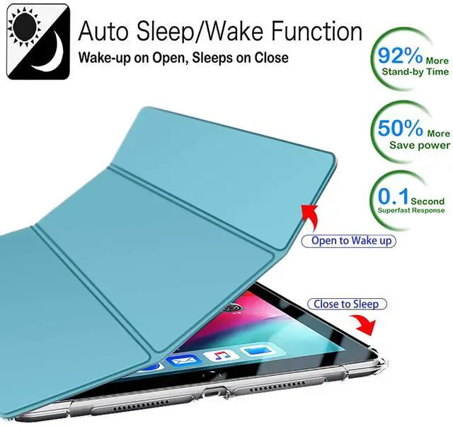 Alt view image 3 of 5 - DuraSafe Cases for iPad 10.5 Inch Air 3rd Gen [ PRO 10.5 Air 3 ] 2017/2019 A1701 A2152 A2123 MUUL2LL/A MUUK2LL/A MUUJ2LL/A MQDX2LL/A MQDT2LL/A Power Saving Auto Sleep/Wake Case Clear Back - Sky Blue