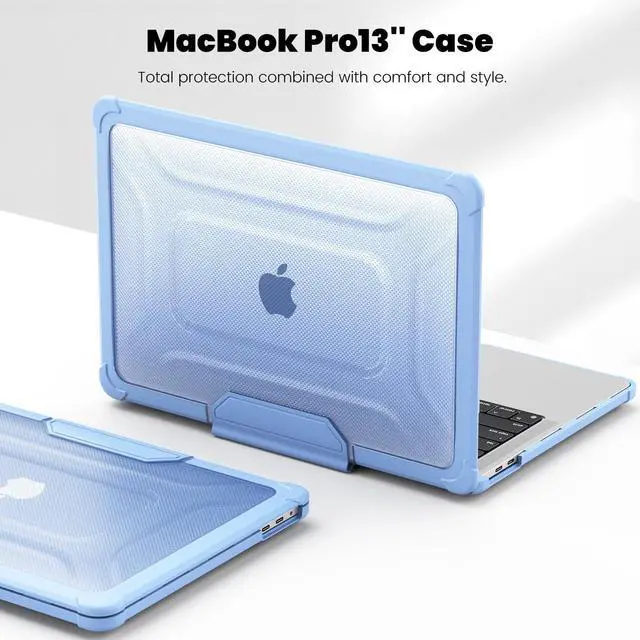 Alt view image 5 of 5 - DTangLsm for MacBook Pro 13 inch Case 2024 2023-2016 M2 M1 A2338 A2289 A2251 A2159 A1989 A1706 Heavy Duty Hard Shell Rugged Protective Case with TPU Bumper Fold Kickstand + Keyboard Skin, SkyBlue