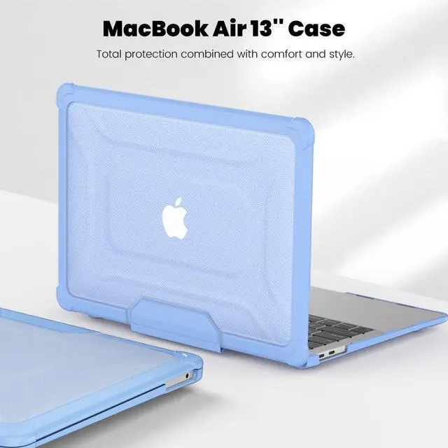 Alt view image 5 of 5 - DTangLsm for MacBook Air 13 inch Case 2021 2020-2018 M1 A2337 A2179 A1932 Touch ID, Heavy Duty Rugged Shockproof Protective Hard Shell Case with TPU Bumper Fold Kickstand & Keyboard Cover, Sky Blue