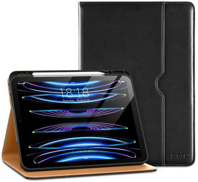 Main image of DTTO for iPad Pro 12.9 6th / 5th / 4th / 3rd Generation Case 2022/2021/2020/2018, Premium Leather Folio Stand Cover with Built-in Apple Pencil Holder -Auto Wake/Sleep and Multi Viewing Angles,Black