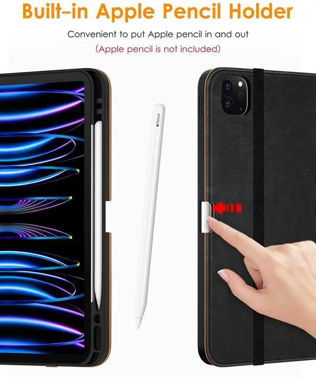 Alt view image 5 of 5 - DTTO for iPad Pro 12.9 6th / 5th / 4th / 3rd Generation Case 2022/2021/2020/2018, Premium Leather Folio Stand Cover with Built-in Apple Pencil Holder -Auto Wake/Sleep and Multi Viewing Angles,Black