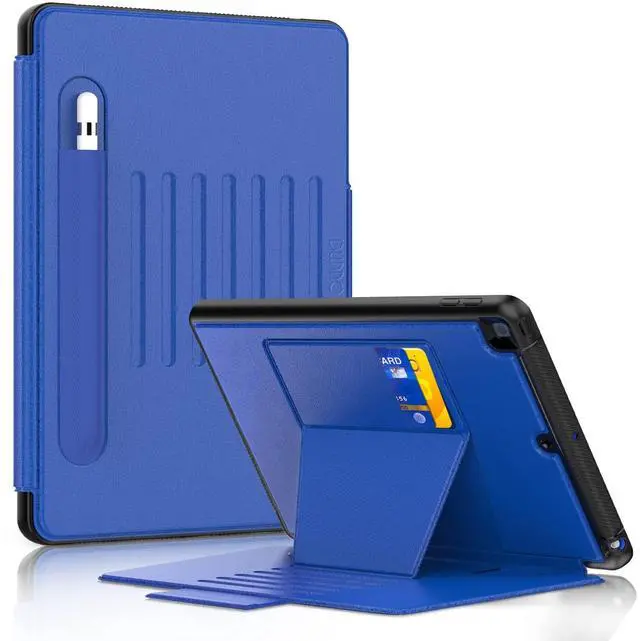 Main image of DUNNO Case for iPad 9th 8th 7th Generation(2021/2020/2019 Version),iPad 10.2 Case Strong Magnetic Cover with Pencil Holder & Card Pocket, 7 Viewing Angles Stand Case for iPad 10.2 Inch (Blue)
