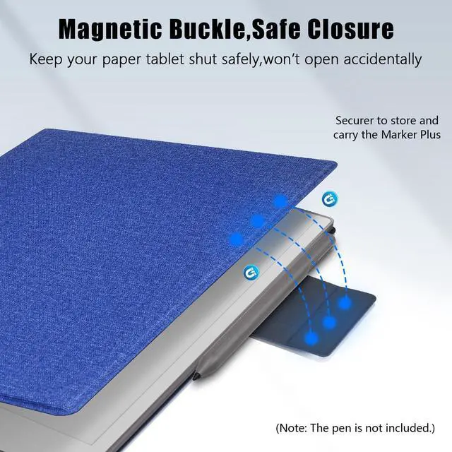 Alt view image 2 of 5 - E NET-CASE Case for Remarkable Paper Pro, Premium PU Leather Book Folio with Pen-Buckle, Lightweight Magnetic Case with Auto Sleep/Wake for Remarkable Paper Pro 11.8" 2024 Released (Blue)