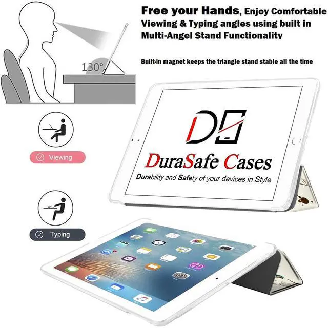 Alt view image 4 of 5 - DuraSafe Cases for iPad 9.7 Inch 2014 Air 2 Gen [ Air 2nd ] A1566 A1567 A1566 A1567 MH2V2LL/A MH2W2LL/A MGLW2LL/A Shock Proof Dual Angle Stand Honeycomb Pattern Printed Cover - Watercolor Flowers