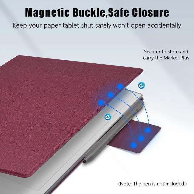 Alt view image 2 of 5 - E NET-CASE Case for Remarkable Paper Pro, Premium PU Leather Book Folio with Pen-Buckle, Lightweight Magnetic Case with Auto Sleep/Wake for Remarkable Paper Pro 11.8" 2024 Released (Red)