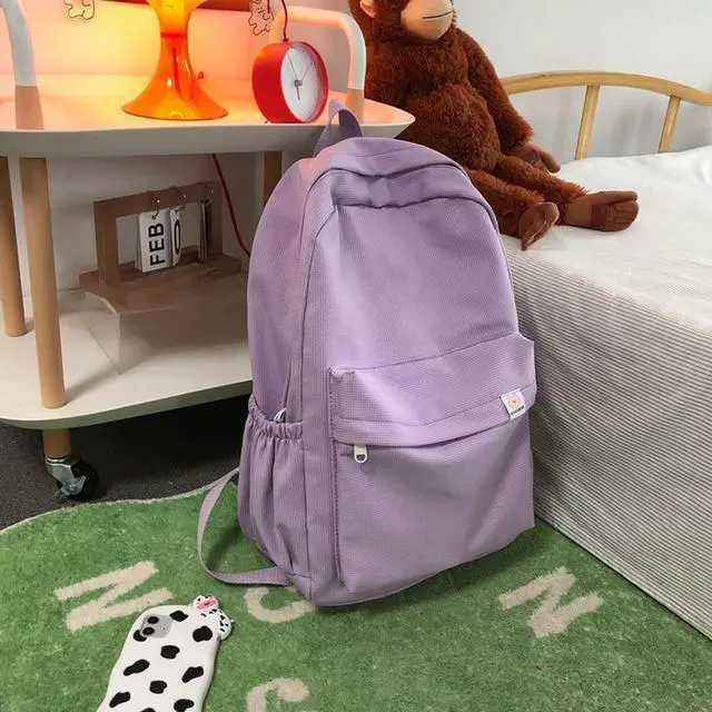 Alt view image 2 of 5 - Eagerrich Aesthetic Backpack Cute Backpack School Supplies Laptop Bag for Teens Girls Women Students Solid Color