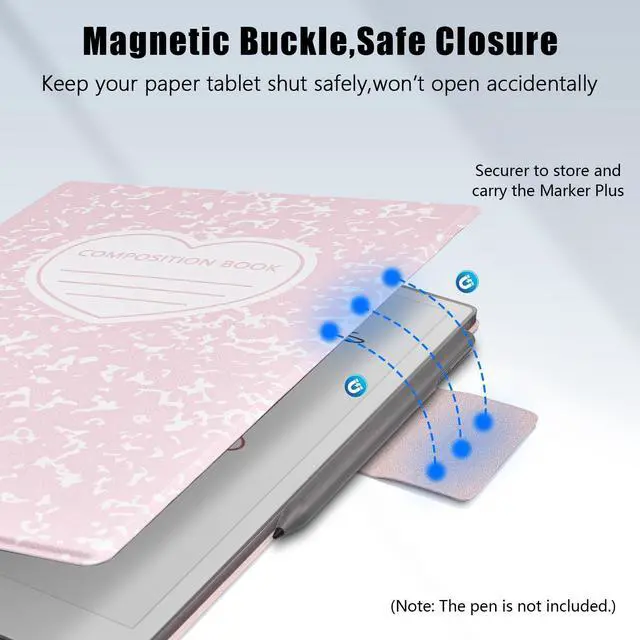 Alt view image 2 of 5 - E NET-CASE Case for Remarkable Paper Pro, Premium PU Leather Book Folio with Pen-Buckle, Lightweight Magnetic Case with Auto Sleep/Wake for Remarkable Paper Pro 11.8" 2024 Released (Pink-Notebook)