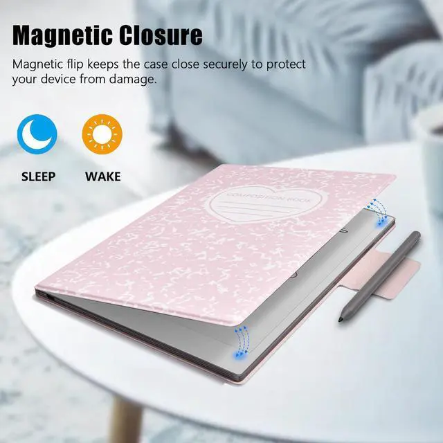Alt view image 3 of 5 - E NET-CASE Case for Remarkable Paper Pro, Premium PU Leather Book Folio with Pen-Buckle, Lightweight Magnetic Case with Auto Sleep/Wake for Remarkable Paper Pro 11.8" 2024 Released (Pink-Notebook)