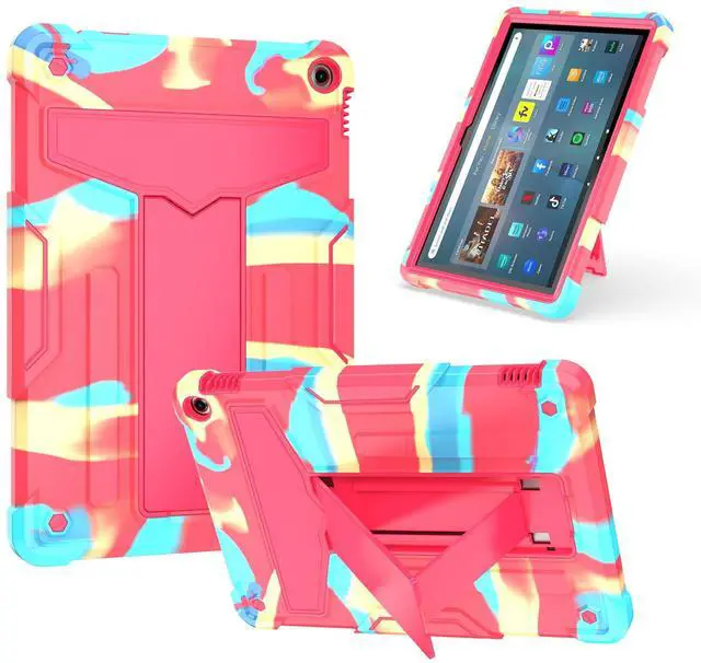 elitegadget Case for Amazon Fire HD 10 Tablet 10.1" Inch Display (13th Generation, 2023 Released) - Heavy Duty Hybrid Kickstand Case Cover + 1 Screen Protector and 1 Random Stylus (Candy/Pink)