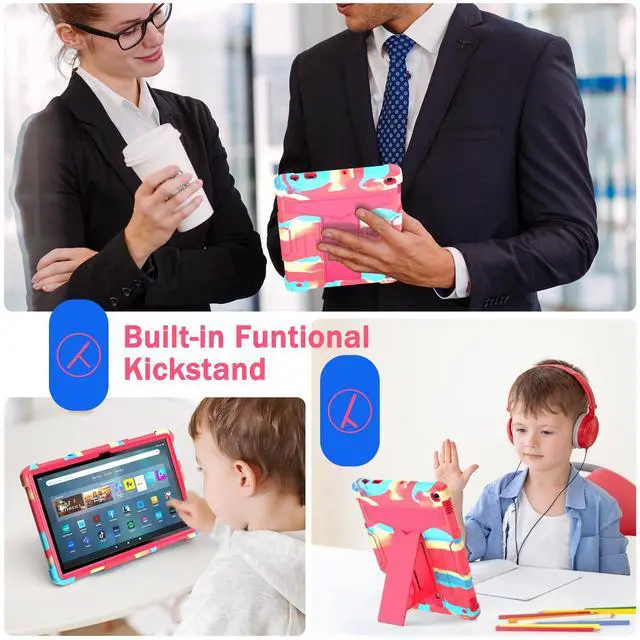 Alt view image 4 of 5 - elitegadget Case for Amazon Fire HD 10 Tablet 10.1" Inch Display (13th Generation, 2023 Released) - Heavy Duty Hybrid Kickstand Case Cover + 1 Screen Protector and 1 Random Stylus (Candy/Pink)