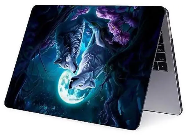 Alt view image 3 of 5 - Goodsprout Computer Case for MacBook Air 13.6 Inch White Wolf Moonlight Snuggle Colorful Pattern Black Release 2022 Model A2681/A3240 Hard Shell Case Compatible with MacBook Air 13.6 Inch