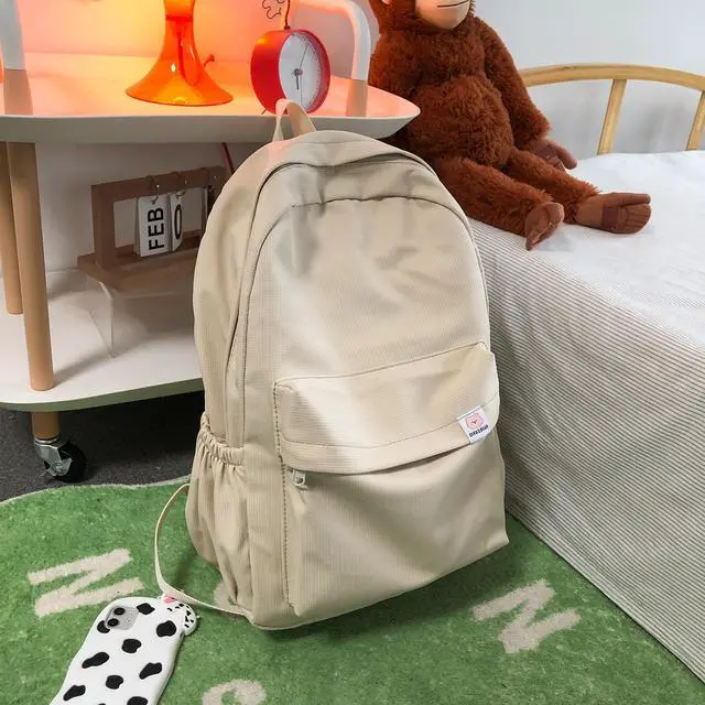 Alt view image 5 of 5 - Extolove Cute Aesthetic Backpack Y2K Simple Solid Color Kawaii Backpacks Travel Laptop Backpack (White)