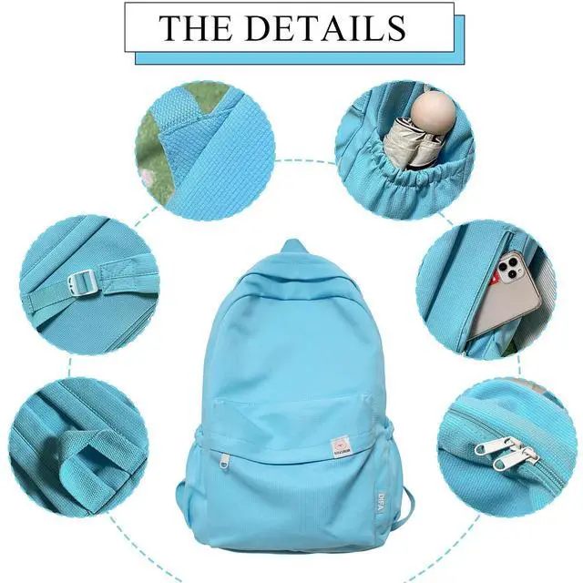 Alt view image 4 of 5 - Extolove Cute Aesthetic Backpack Y2K Simple Solid Color Kawaii Backpacks Travel Laptop Backpack (Black)