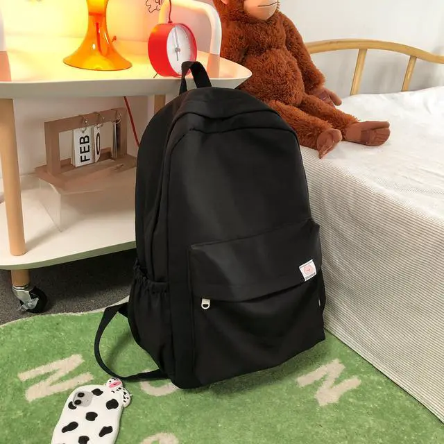 Alt view image 5 of 5 - Extolove Cute Aesthetic Backpack Y2K Simple Solid Color Kawaii Backpacks Travel Laptop Backpack (Black)
