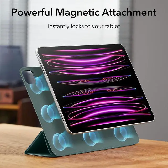 Alt view image 3 of 5 - ESR for iPad Pro 12.9 6th/5th/4th Gen, iPad Air 13 Inch Case M3/M2 (2025/2024), Powerful Magnetic Attachment, Slim Trifold Stand Case, Supports Pencil Pro & PUSB-C, Rebound Series, Forest Green