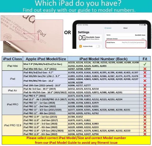 Alt view image 2 of 5 - DuraSafe Cases for iPad Mini 5th 4th 3rd 2nd 1st Generation Cover A2133 MUQY2LL/A MUQW2LL/A MUQX2LL/A A1538 MK6K2LL/A MK6J2LL/A MK6L2LL/A A1599 MGNV2LL/A MGYE2LL/A MGNR2LL/A A1489 ME276LL/A - Red